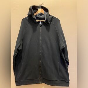 Fabletics Full Zip Fleece Lined Hooded Long Jacket Black XL